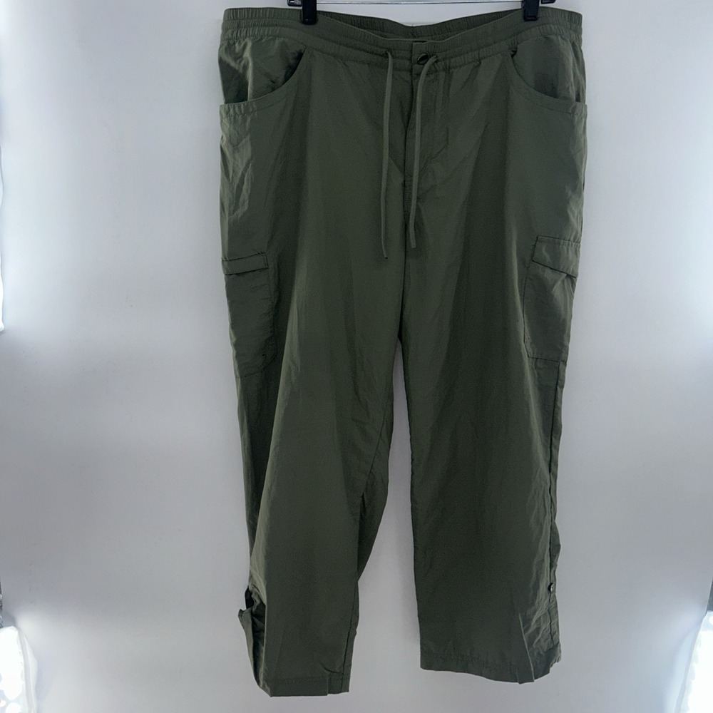 Columbia Windbreaker Cargo‎ Pants Womens XXL Cropped Hiking Green Travel